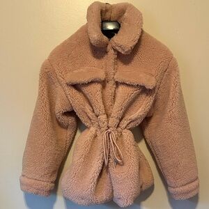 Forever 21 Pink Teddy Jacket with cinch waist - See pics for true pink color!